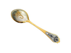 Серебряная ложка десертная Знак зодиака «Скорпион» с золочением